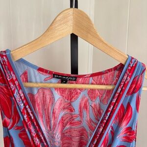 Sam and Jess NWT Women's Med Floral Tiered Maxi Dress V Neck Wrap Boho Tropical